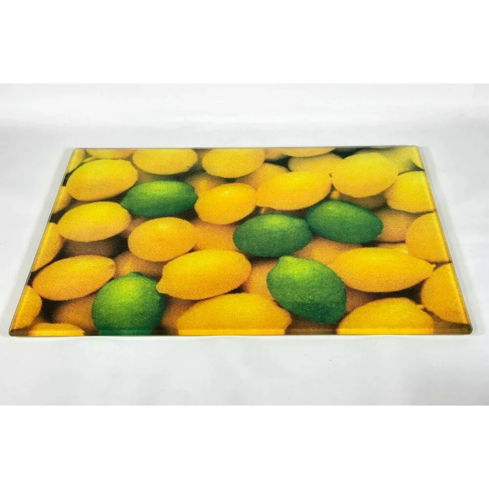 Fresh Lemon Lime Textured Glass Cutting Board Citrus Kitchen Decor 16